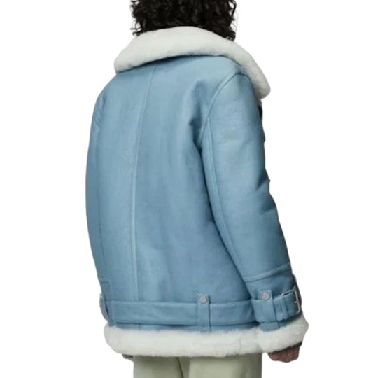 Women's Notch Faux Shearling Moto Leather Jacket-Women Shearling Jacket-Premium Leather Store