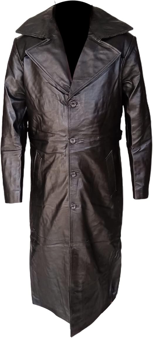 Black Trench 100% Real Leather Coat