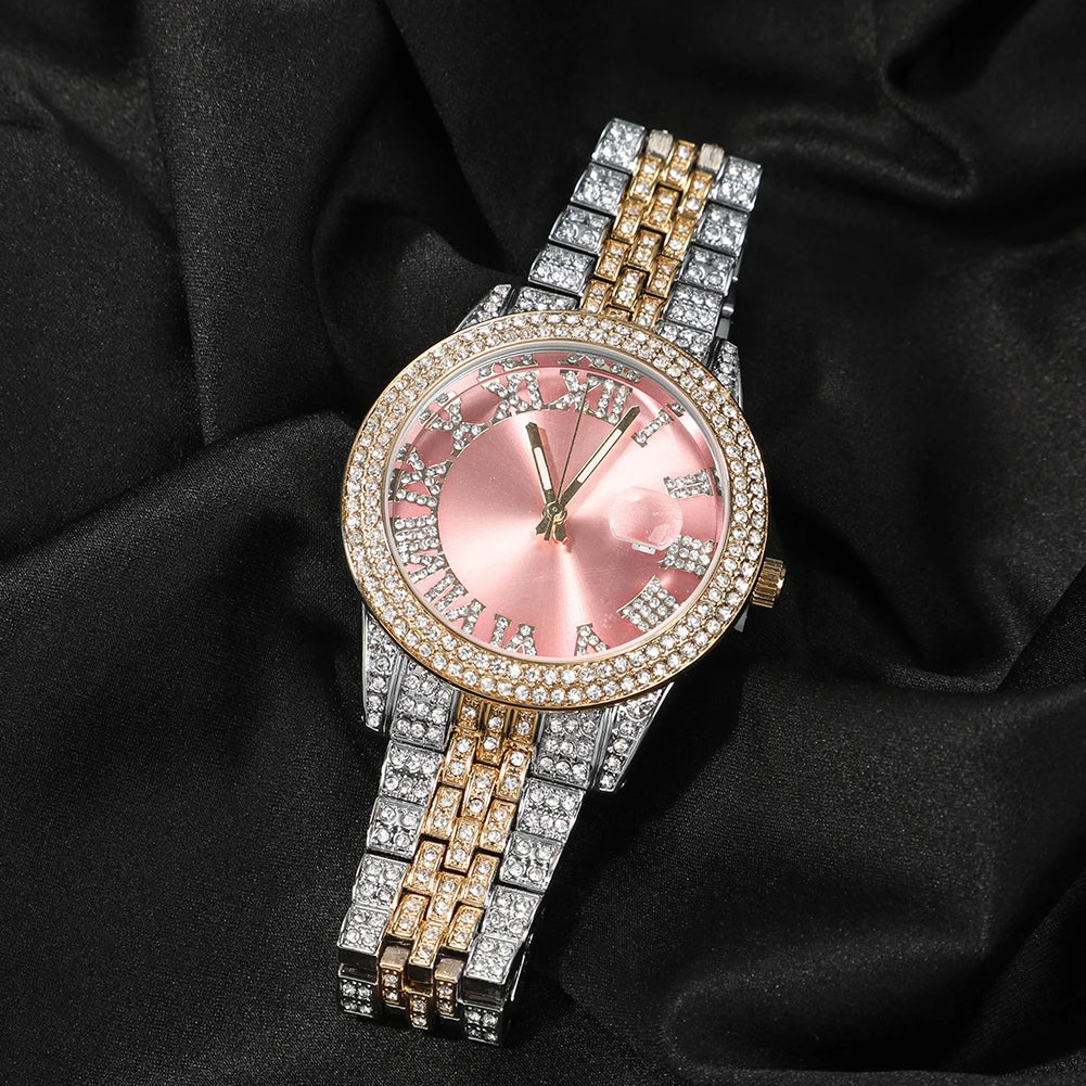 Luxury Two-Tone Rhinestone Quartz Watch