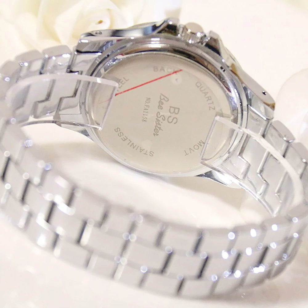 Elegant Women's Quartz Watch with Full Diamond Design