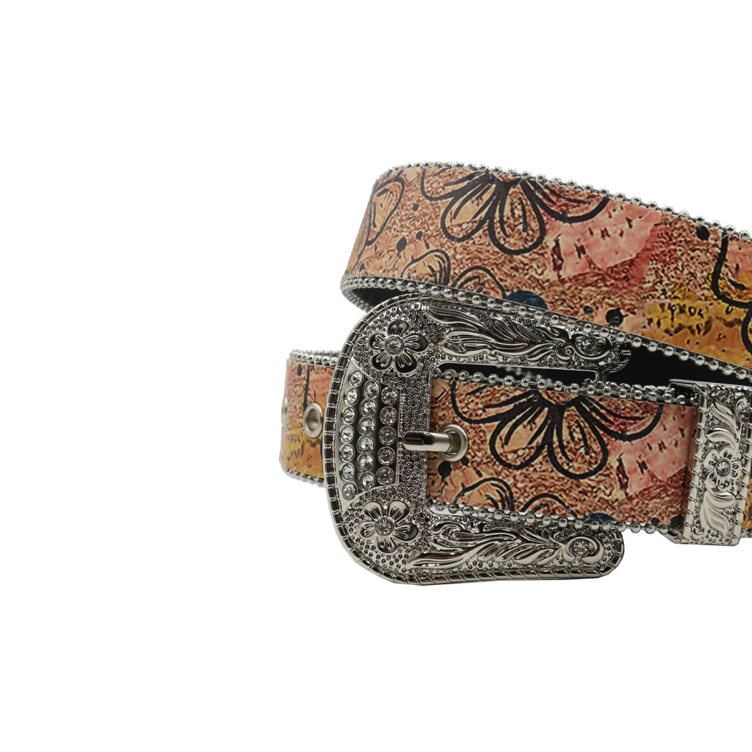 Wide Buckle Sparkle Strap With Silver Studdent Rhinestone Belt