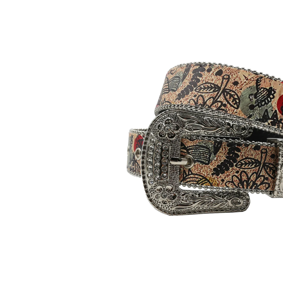 Wide Buckle Stylish Strap With Silver Studdent Rhinestone Belt