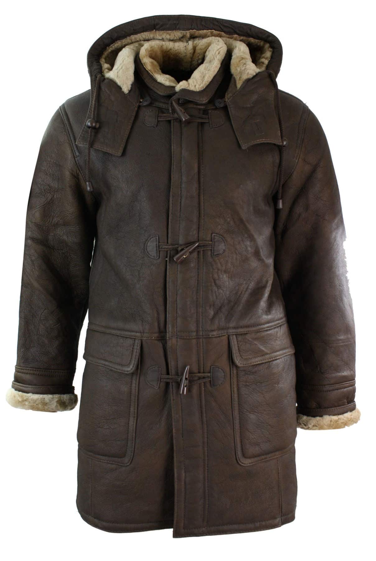 Men's Brown B3 Safari Duffle Leather Coat