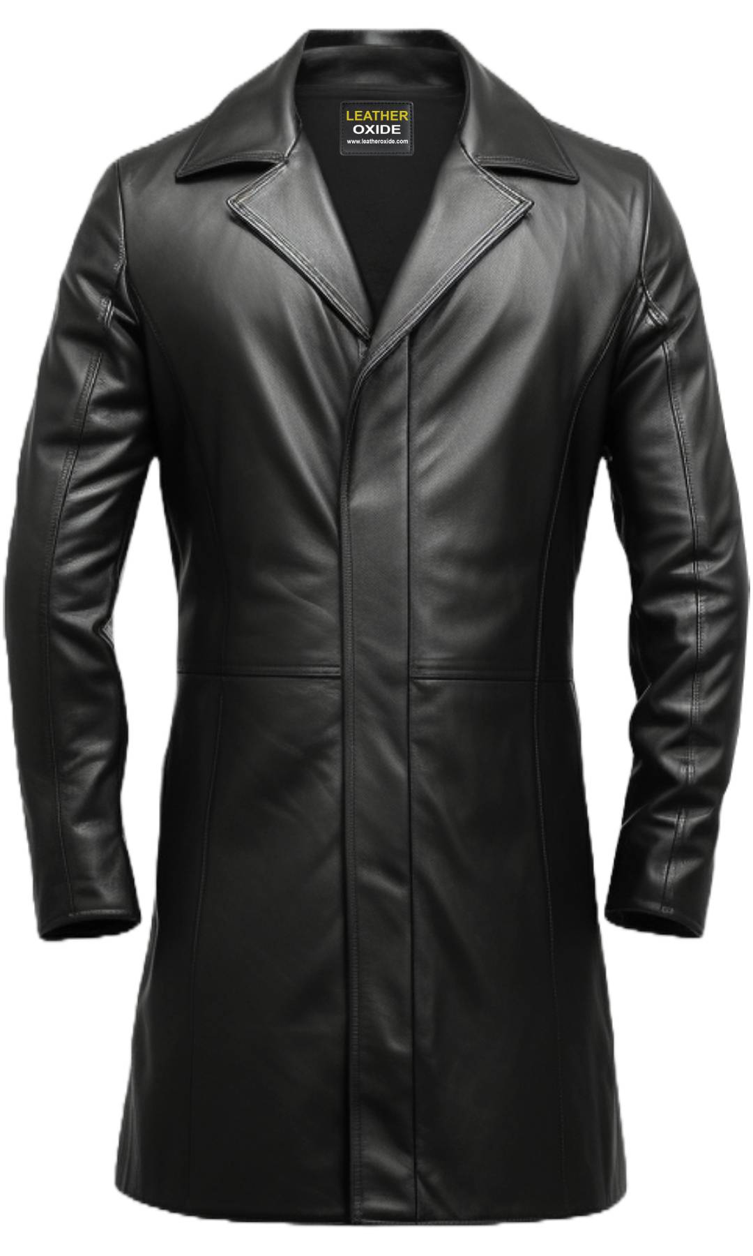 Black Classic Long Leather Coat