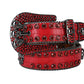 Skull Buckle Red Studded Rhinestone Belt
