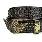 Angel Wings Buckle Black Strap With Black Studded Rhinestone Belt
