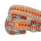 Orange Strap With Orange & Crystal Studded Rhinestone Belt
