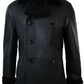 Men's Black German-Style Double-Breasted Leather Coat