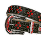 Black Strap With Red & Black Studded Rhinestone Belt