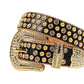 Black Strap With Gold & Crystal Studded Rhinestone Belt