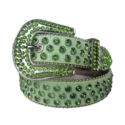 Green Rhinestone Belt With Pistachio strap