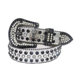 Diamond And Black Rhinestone Belt With Silver strap