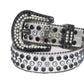 Diamond And Black Rhinestone Belt With Silver strap