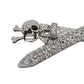 Metal Skull Buckle Silver Strap With Silver & Multi Studded Rhinestone Belt