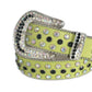 Chromatic And Black Rhinestone Belt With Green strap
