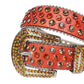 Multi Rhinestone Belt With Red strap