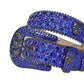 Blue Rhinestone Belt With Blue Glitter Strap and Skull Buckles
