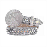 Globe Buckle With Silver & Crystal Studded Rhinestone Belt