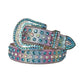 Blue And Chromatic Rhinestone Belt With Pink Chromatic Strap