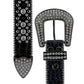 Black Strap With Crystal Studded Rhinestone Belt