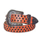 Black Rhinestone Belt With Orange Strap