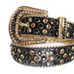 Black And Gold Rhinestone Belt With Black Glitter Strap