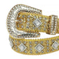 Diamond Rhinestone Belt With Golden Glitter Strap