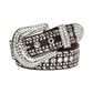 Diamond Rhinestone and Silver Studs Belt With D/Brown Strap