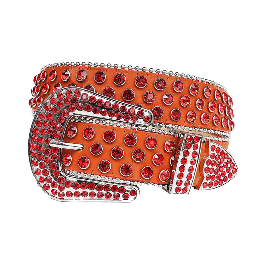 Red Rhinestone Belt With Orange Strap