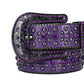 Purple Rhinestone And Silver Studs Belt With Purple Strap