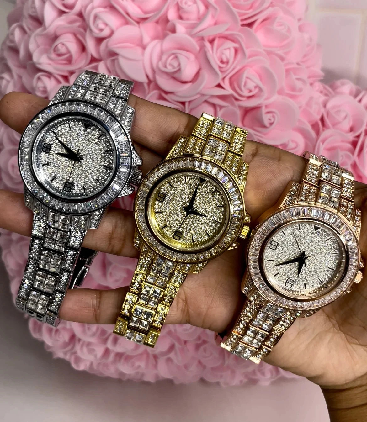 Slim Iced Out Rhinestone Watch Unisex