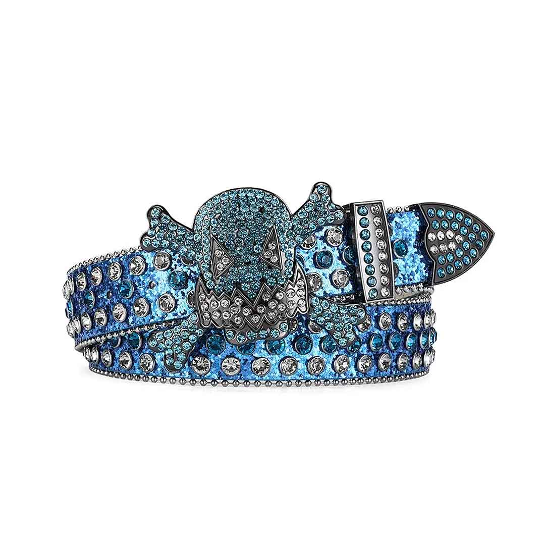 Gengar Buckle Metal Blue Strap with Crystal & Rhinestone Studded Belt