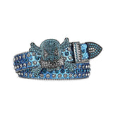 Gengar Buckle Metal Blue Strap with Crystal & Rhinestone Studded Belt