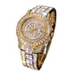 Luxury Gold Hip-Hop Quartz Watch with Faux Gemstones