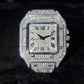 Iced-Out Men's Quartz Watch with CZ & Moissanite Stones