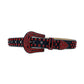 Black Strap With Red Studded Rhinestone Belt