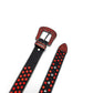 Black Strap With Red Studded Rhinestone Belt