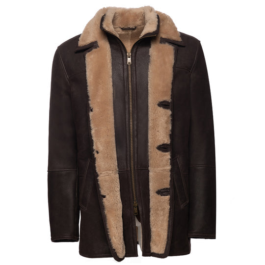 Brown Alex's Shearling Leather Coat