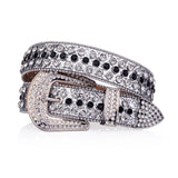 Silver Strap With Silver & Black Studded Rhinestone Belt