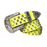 Diamond Rhinestone Belt With Yellow Strap