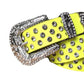 Diamond Rhinestone Belt With Yellow Strap