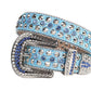 Blue Color Studded Rhinestone Belt With Blue Strap