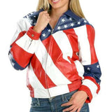 Women's American Flag Leather Jacket-Women Leather Jacket-Premium Leather Store