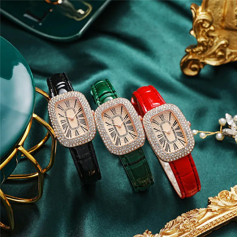 Women's Rhinestone Quartz Watch with Leather strap Perfect Gift