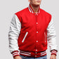 Scarlet Wool Body & Bright White Leather Sleeves Varsity Jacket