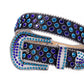 Blue & Purple Rhinestone Belt with Shiny Black Strap