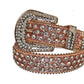 Diamond Rhinestone Belt With Brown Glitter Strap