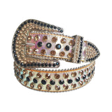 Black And Gold Rhinestone Belt With Pink Chromatic Strap