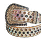 Black And Gold Rhinestone Belt With Pink Chromatic Strap
