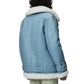 Women's Notch Faux Shearling Moto Leather Jacket-Women Shearling Jacket-Premium Leather Store